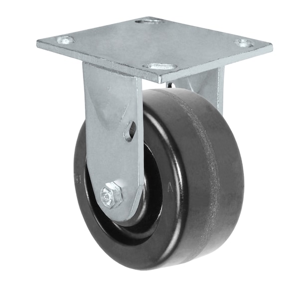 5"x2" Phenolic Wheel, Rigid Caster, Plate Size: 4-1/2x6-1/4", C